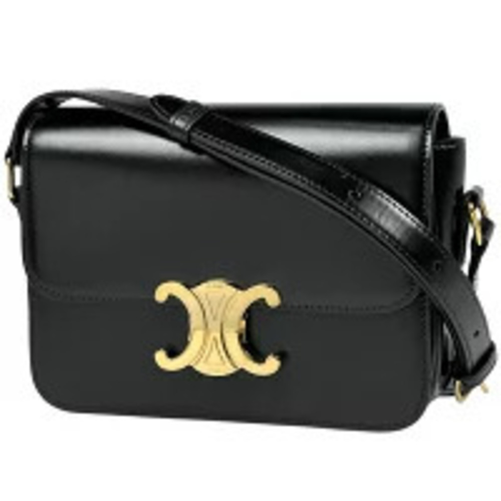 Celine Teen Triomphe Bag Shoulder Leather Black